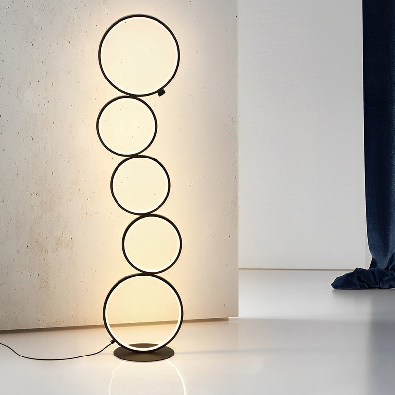 Modern Artistic 5-Circle LED Floor Lamp - Stylish Stack Design for Home Decor