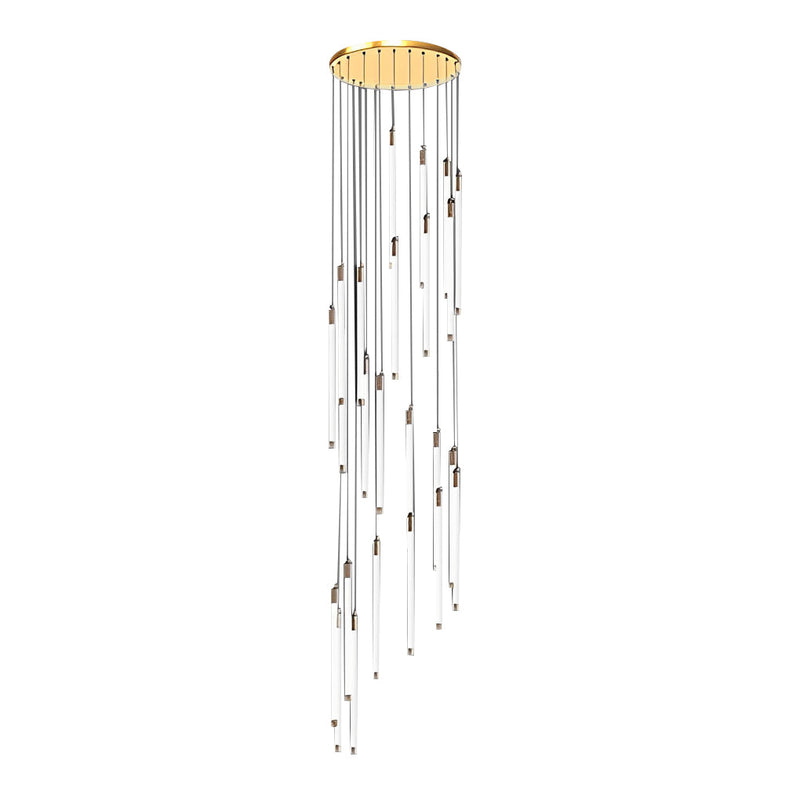 Modern Spiral Duplex LED Chandelier - Creative Long Tube Ceiling Light for Staircases