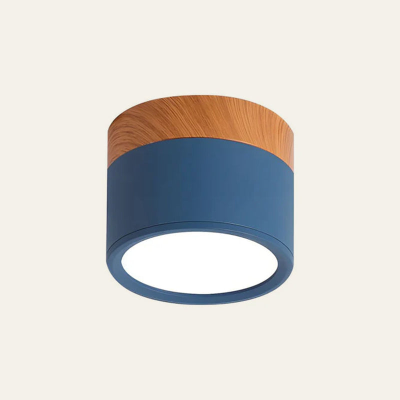 Stylish Pink Flush Wood Finish Ceiling Light - Modern Lighting Fixture for Home Decor