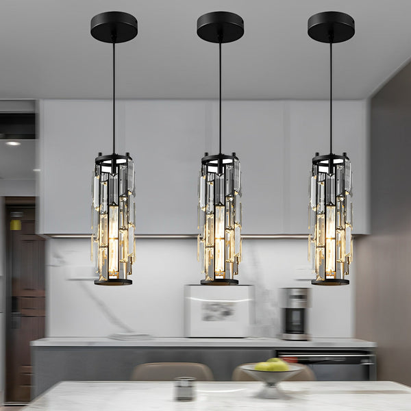 Industrial Style Iron & Crystal Glass Chandelier Pendant Light - 1 Piece Creative Home Decor Lighting Fixture for Modern Interiors