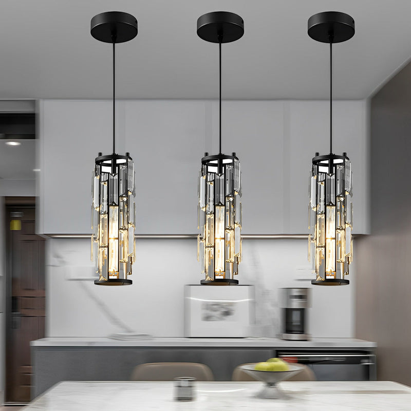 Industrial Style Iron & Crystal Glass Chandelier Pendant Light - 1 Piece Creative Home Decor Lighting Fixture for Modern Interiors