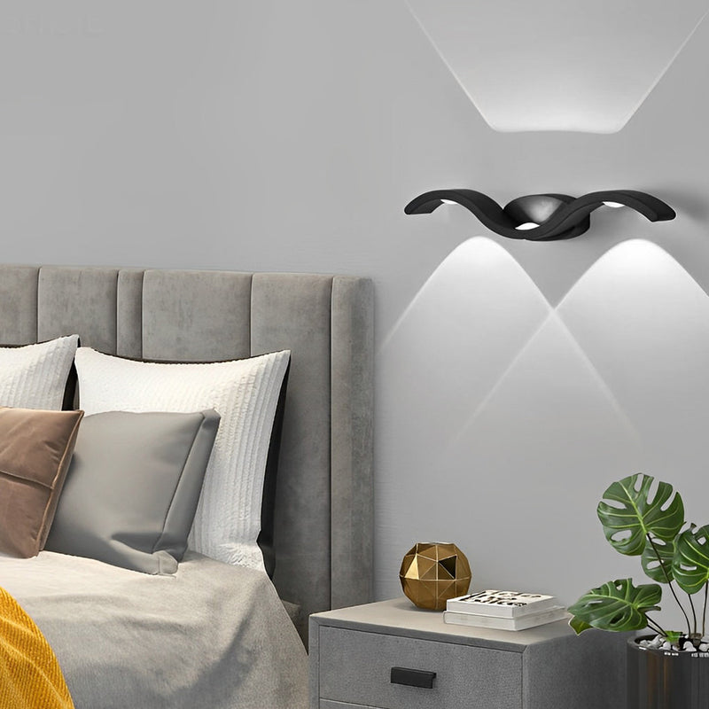 Outdoor Seagull Wavy Wall-Mounted Up/Down LED Light Fixture - Creative Decorative Lighting for Patios and Gardens