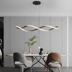 Modern Electroplating LED Chandelier with Stepless Dimming - Creative Waves Design