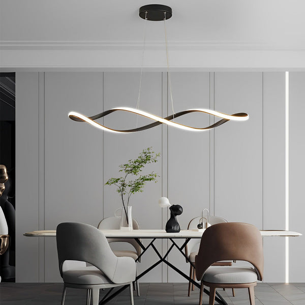 Modern Electroplating LED Chandelier with Stepless Dimming - Creative Waves Design