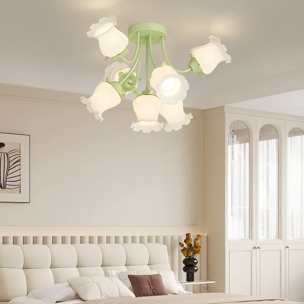 Modern 7-Head White Flower Ceiling Light Fixture - 3-Step Dimming, Creative Design for Home Décor