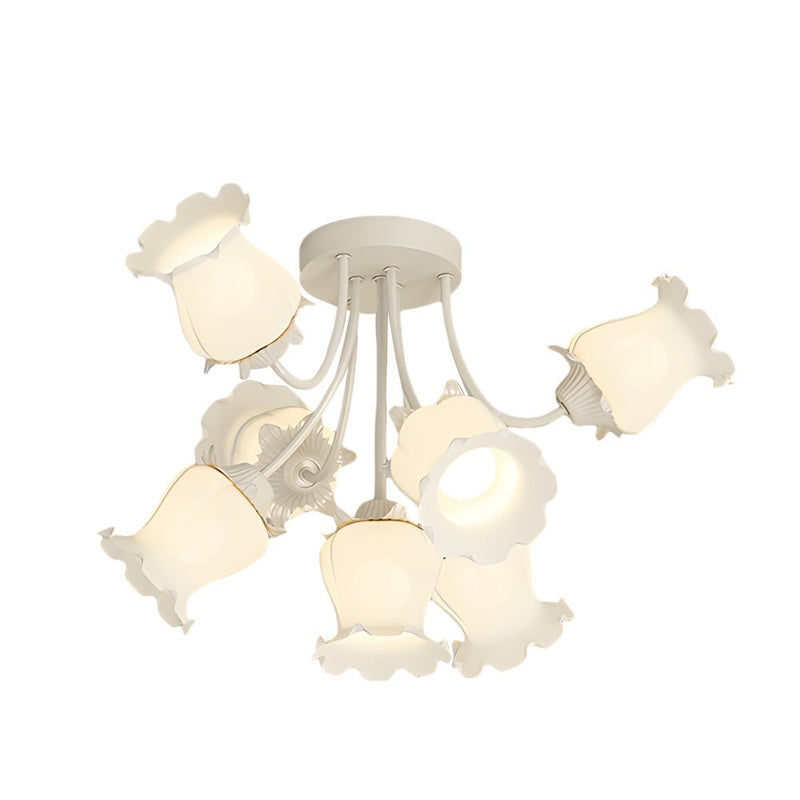Modern 7-Head White Flower Ceiling Light Fixture - 3-Step Dimming, Creative Design for Home Décor