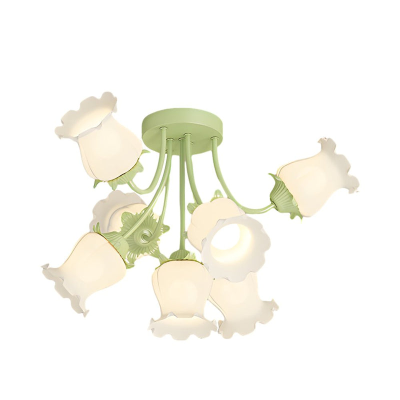 Modern 7-Head White Flower Ceiling Light Fixture - 3-Step Dimming, Creative Design for Home Décor