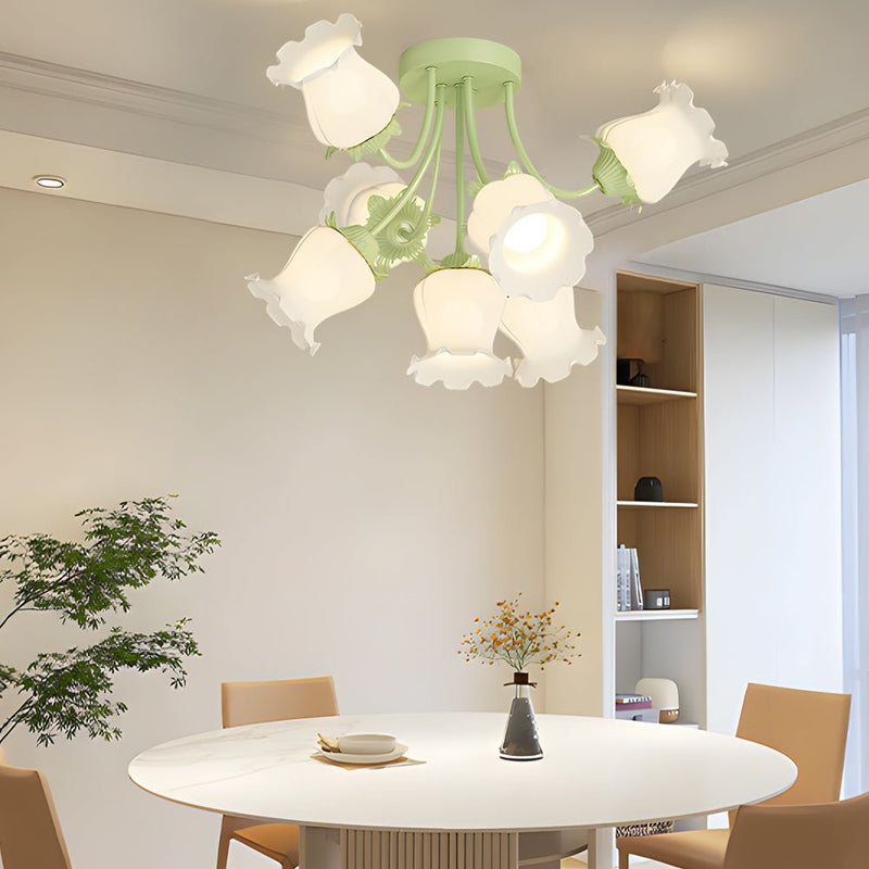 Modern 7-Head White Flower Ceiling Light Fixture - 3-Step Dimming, Creative Design for Home Décor