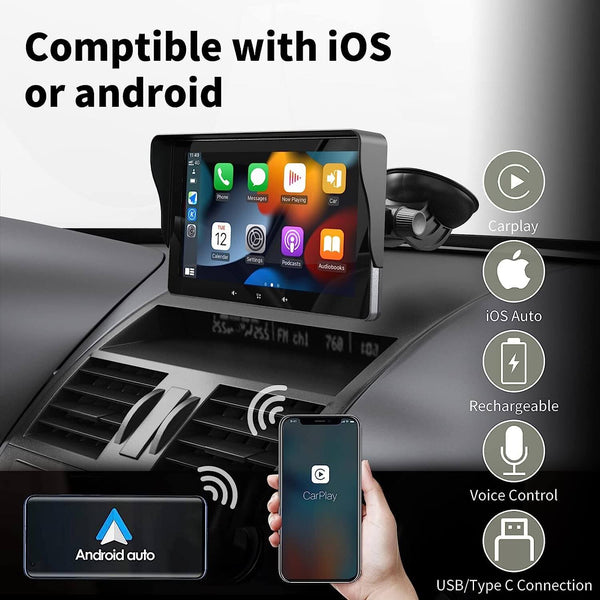7" & 10.2" Touchscreen Car Display with Complimentary Rear View Camera - High-Resolution Vehicle Monitor