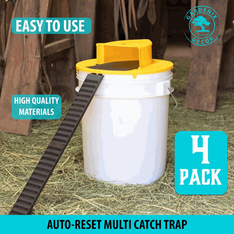 4-Pack Bucket Lid Mouse Trap - Effective Rodent Control Solution for Home & Garden