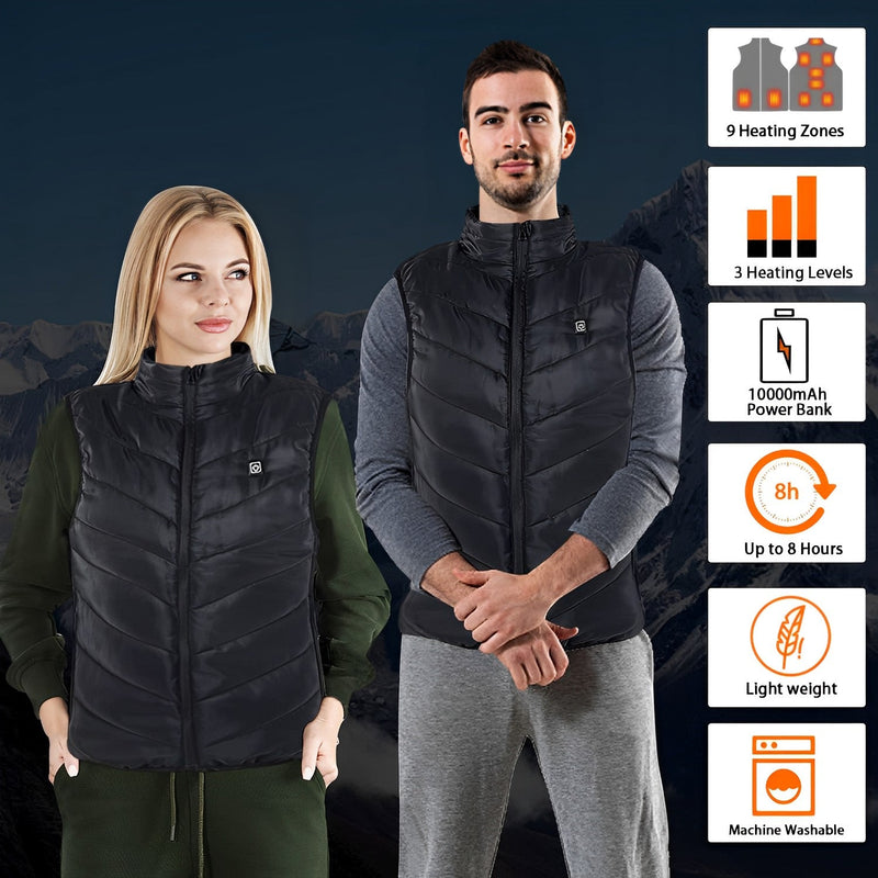 Unisex Rechargeable Heated Vest - Adjustable Temperature, Lightweight & Stylish for Outdoor Activities