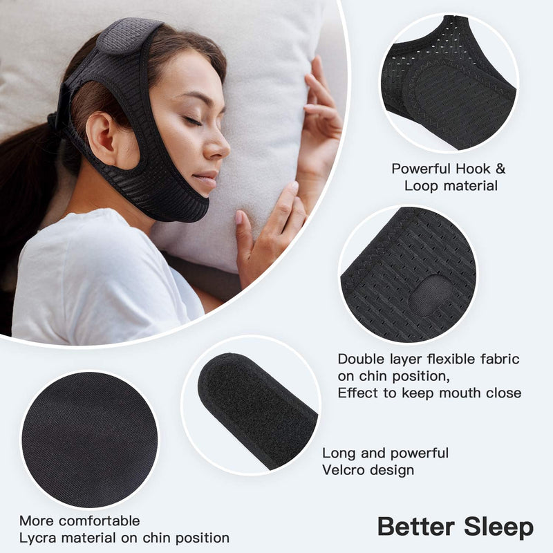 Adjustable Anti-Snoring Chin Strap for Sleep Apnea Relief - Comfortable & Effective Sleep Aid
