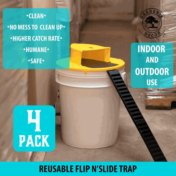 4-Pack Bucket Lid Mouse Trap - Effective Rodent Control Solution for Home & Garden