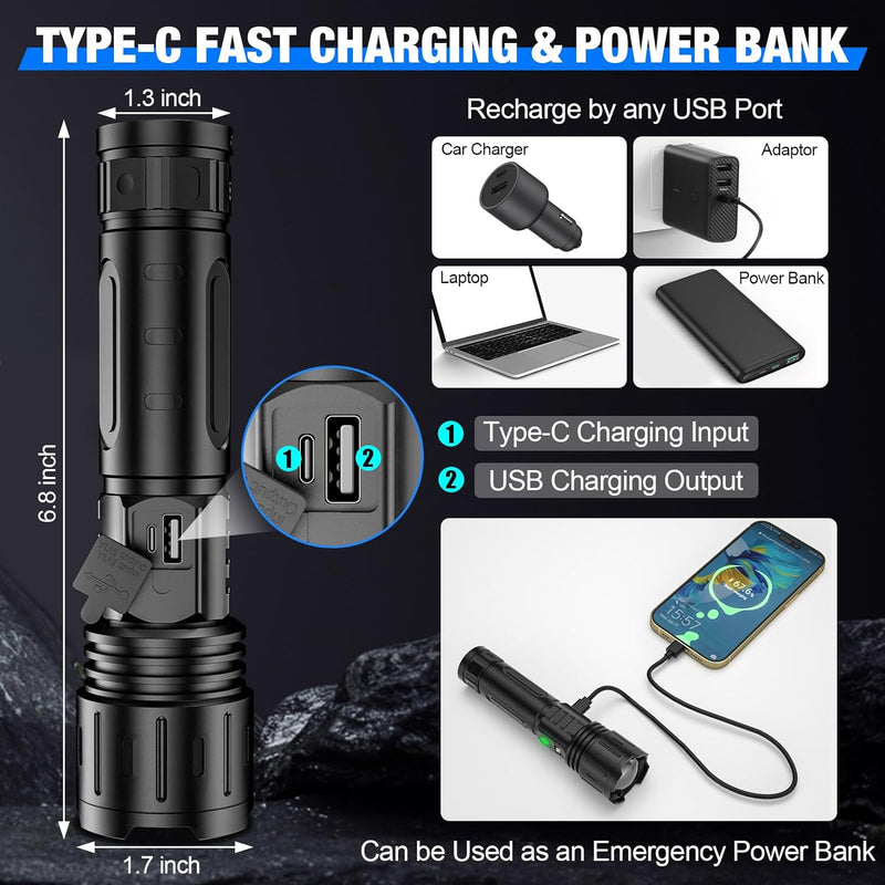 Ultra Bright LED Flashlight – High Lumens, Waterproof, Compact & Durable for Outdoor Adventures