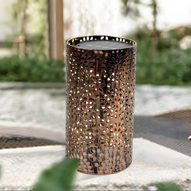 7.3-Inch Metal Cut-Out Solar Lantern for Outdoor Decor - Stylish & Eco-Friendly Lighting