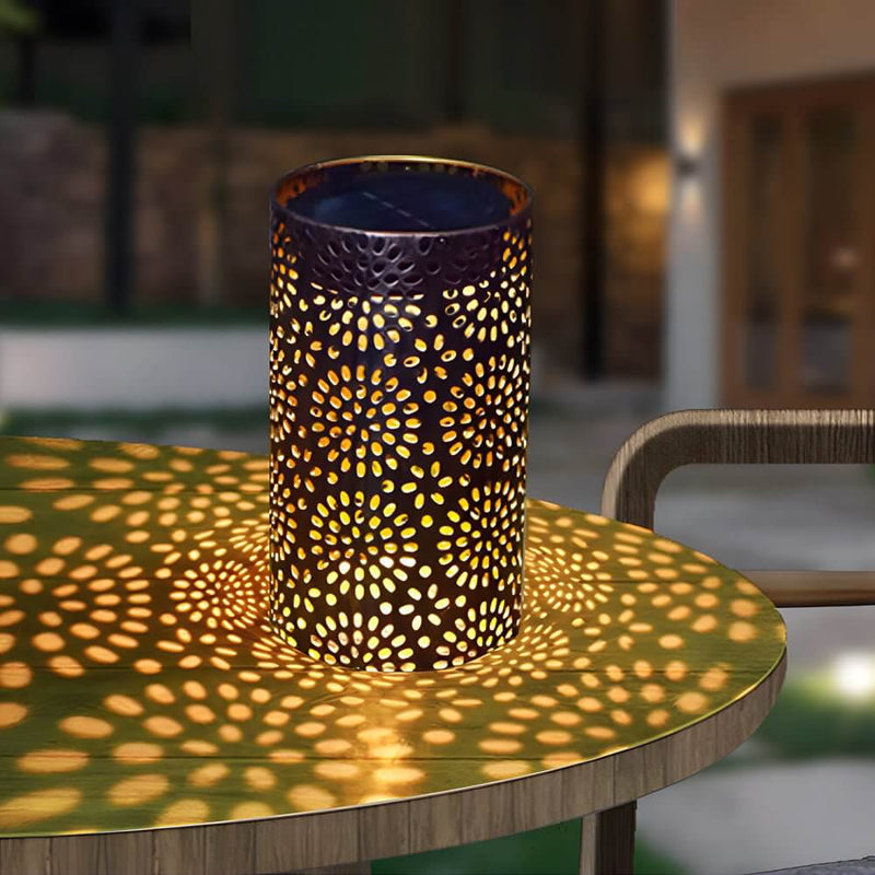 7.3-Inch Metal Cut-Out Solar Lantern for Outdoor Decor - Stylish & Eco-Friendly Lighting