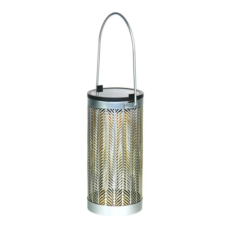 7.3-Inch Metal Cutout Solar Hanging Lantern - Portable Outdoor Decor for Gardens & Patios