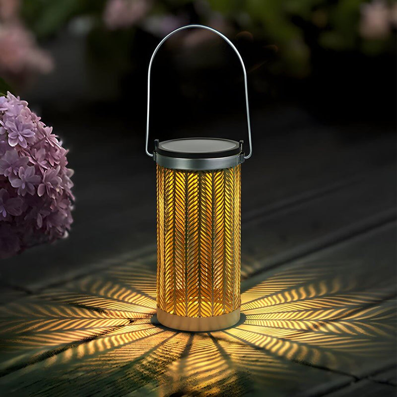7.3-Inch Metal Cutout Solar Hanging Lantern - Portable Outdoor Decor for Gardens & Patios