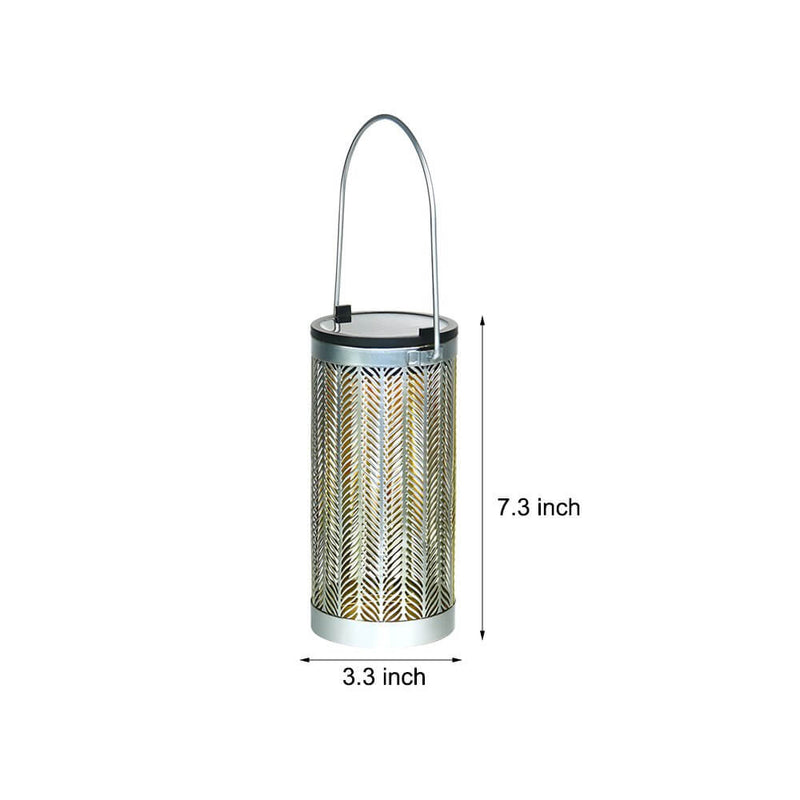 7.3-Inch Metal Cutout Solar Hanging Lantern - Portable Outdoor Decor for Gardens & Patios