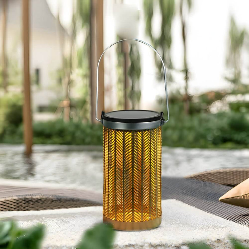 7.3-Inch Metal Cutout Solar Hanging Lantern - Portable Outdoor Decor for Gardens & Patios