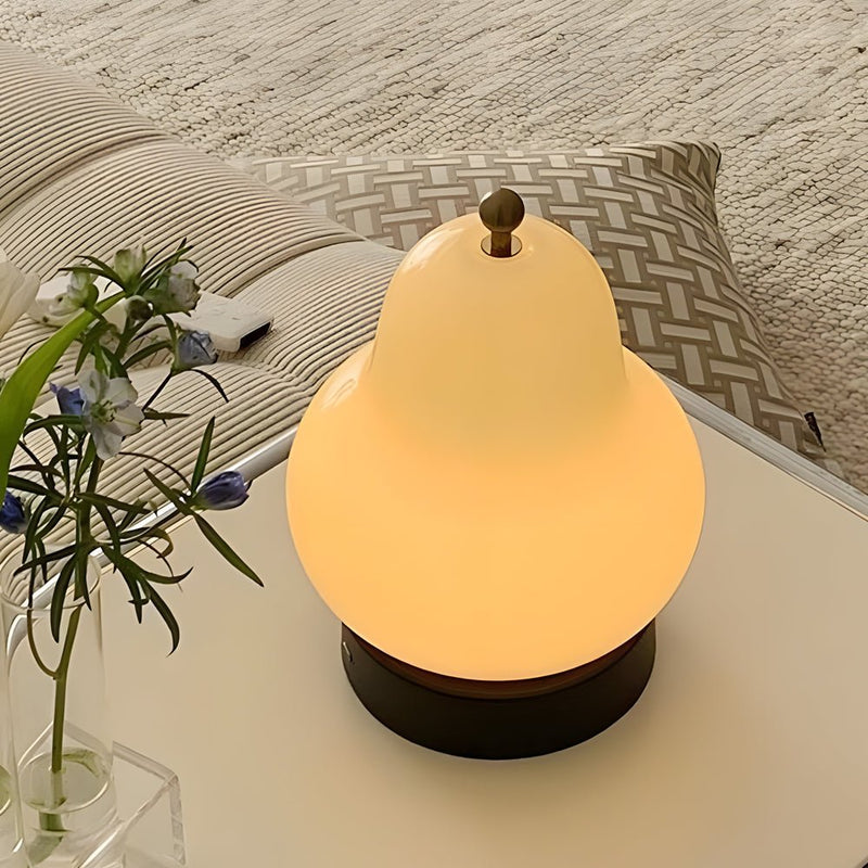 7.5-Inch Glass Pear LED Table Lamp with Touch Switch - Elegant Ambient Lighting for Home Decor