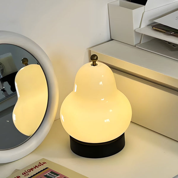 7.5-Inch Glass Pear LED Table Lamp with Touch Switch - Elegant Ambient Lighting for Home Decor
