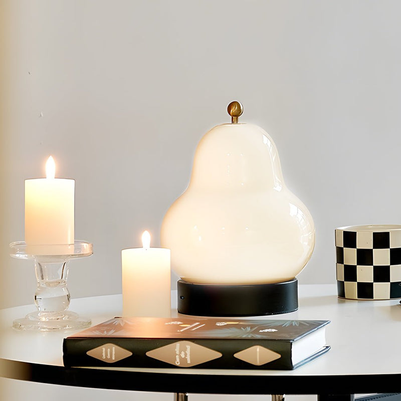 7.5-Inch Glass Pear LED Table Lamp with Touch Switch - Elegant Ambient Lighting for Home Decor