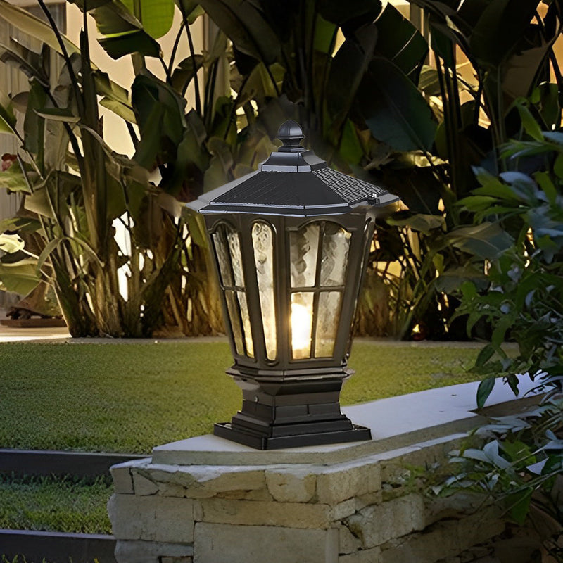 Retro Pavilion-Style Waterproof LED Solar-Powered Fence Post Lights - Elegant Outdoor Lighting for Gardens & Pathways