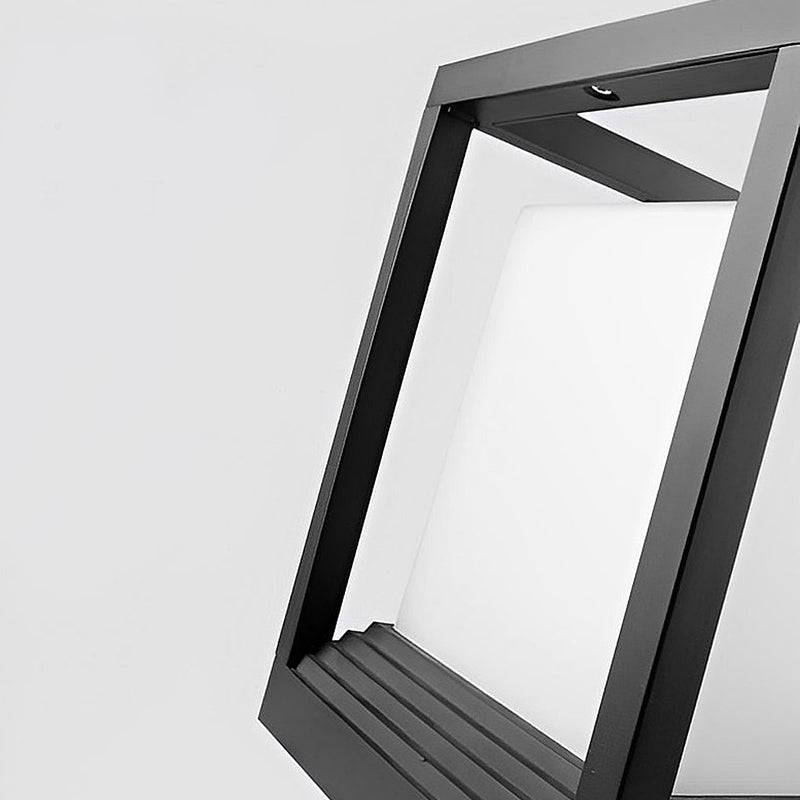 Modern Minimalist Square Waterproof LED Solar Fence Post Lights - Black Design for Outdoor Illumination