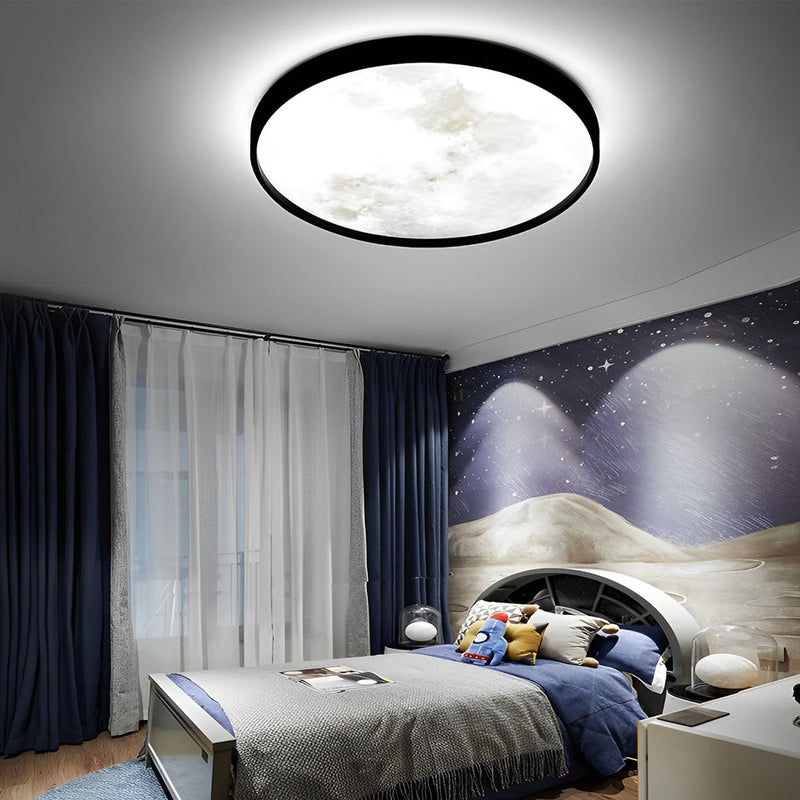 Creative Moon 3-Step Dimming LED Modern Flush Mount Ceiling Light - Stylish & Energy-Efficient Lighting Solution