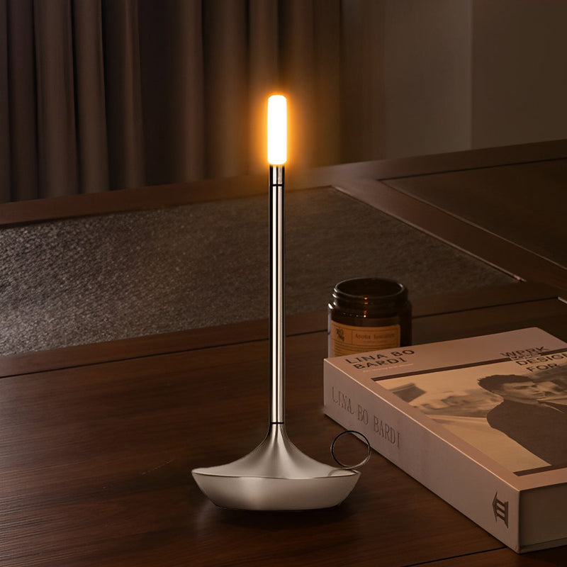 Rechargeable Cordless LED Table Lamp - Minimalist Candle Wick Design for Home & Office