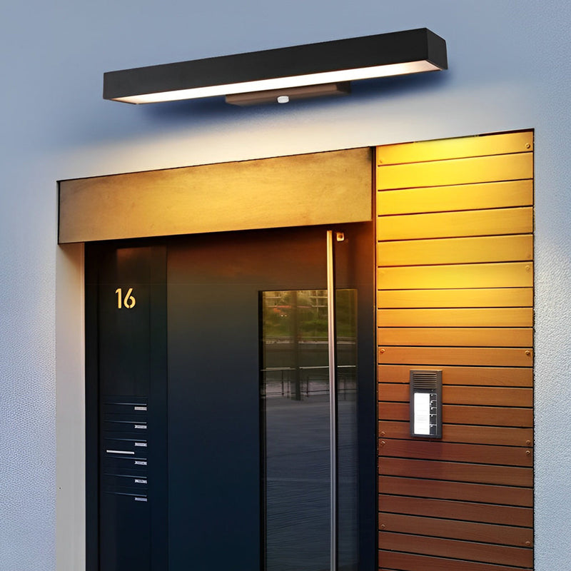 Outdoor Motion Sensor Black Rectangle Wall Light - Weatherproof Security Lighting for Patios, Gardens, and Entrances