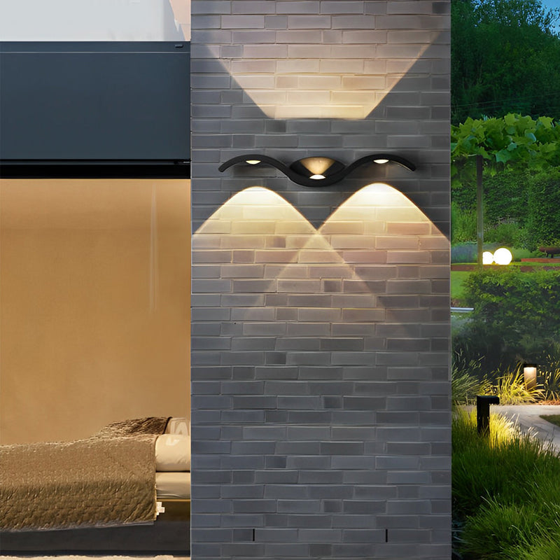 Outdoor Seagull Wavy Wall-Mounted Up/Down LED Light Fixture - Creative Decorative Lighting for Patios and Gardens