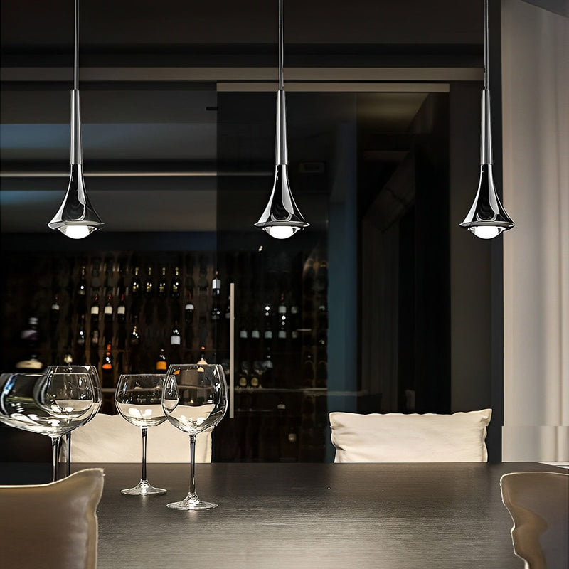 Nordic 1-Light Water Drop Metal LED Pendant Chandelier for Staircase - Modern Small Lighting Fixture