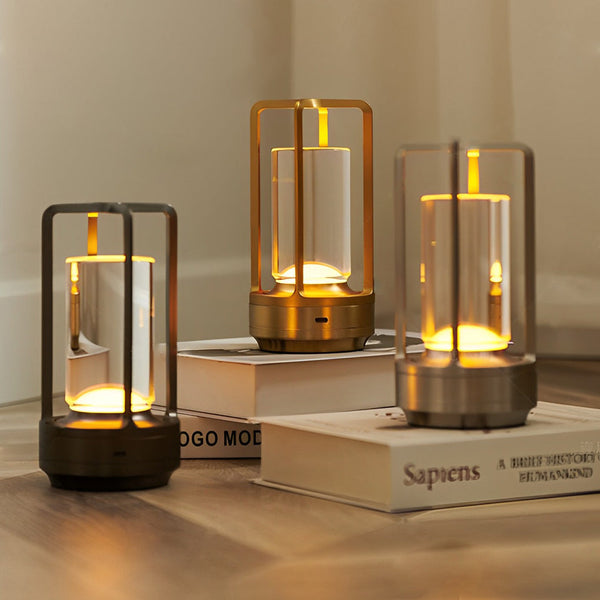 Cordless Portable Lantern Table Lamp with USB Charging - Touch Dimming Night Light for Home & Outdoor Use