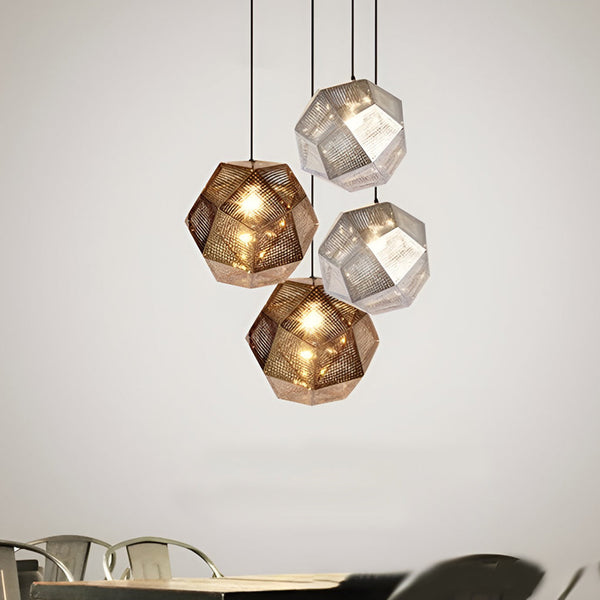 Stylish Modern Geometric Round Electroplated Metal Pendant Chandelier - Postmodern Lighting Fixture for Home Decor & Contemporary Spaces