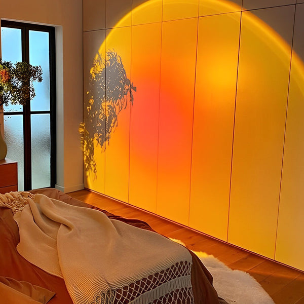 Sunset Rainbow Projection Table Lamp - USB LED Ambient Light for Home Decor & Relaxation