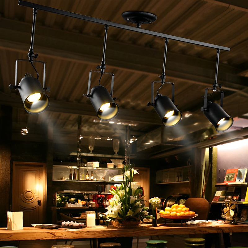 Adjustable Retro Black Iron LED Spotlights - Industrial American Style Lighting