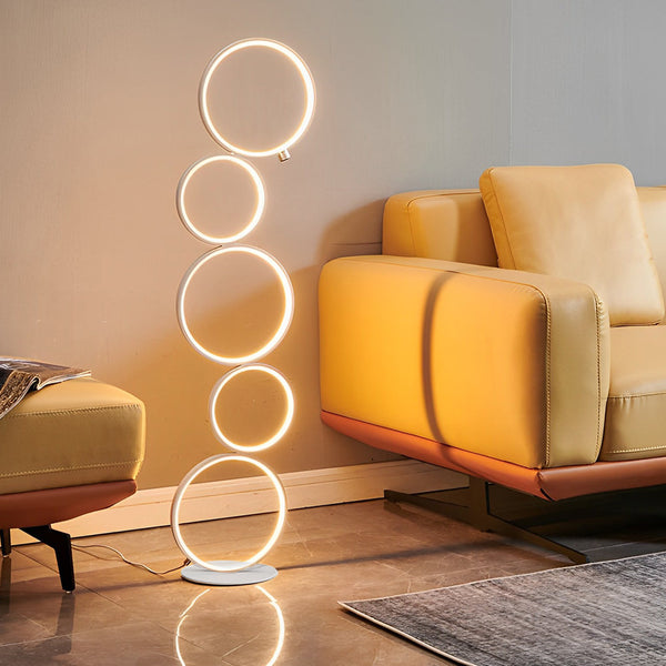Modern Artistic 5-Circle LED Floor Lamp - Stylish Stack Design for Home Decor