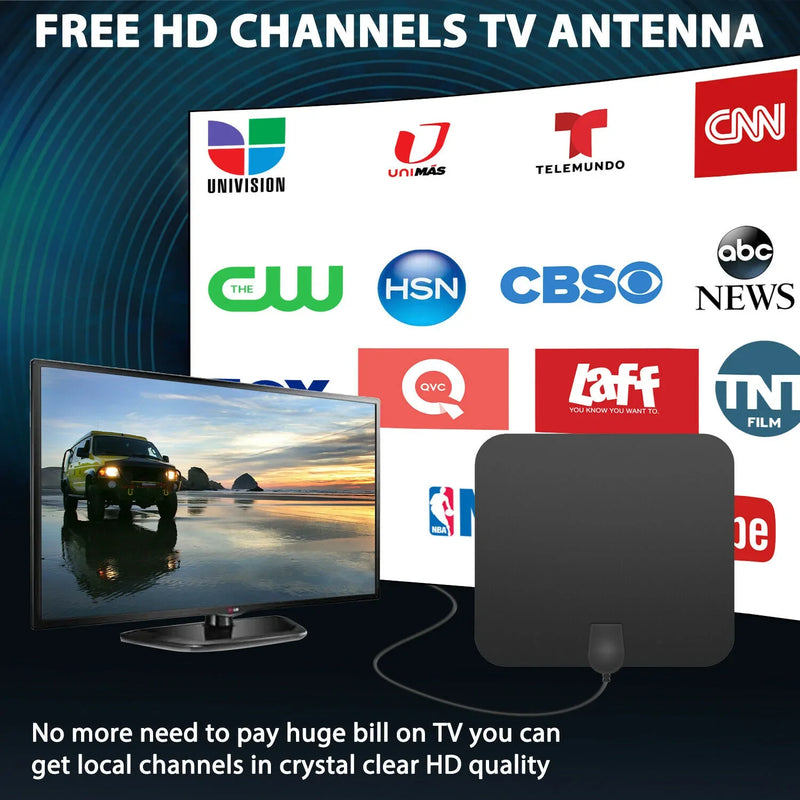 300-Mile Indoor Digital Amplified HDTV Antenna with Signal Booster - Enhanced Reception for Crystal Clear TV Channels