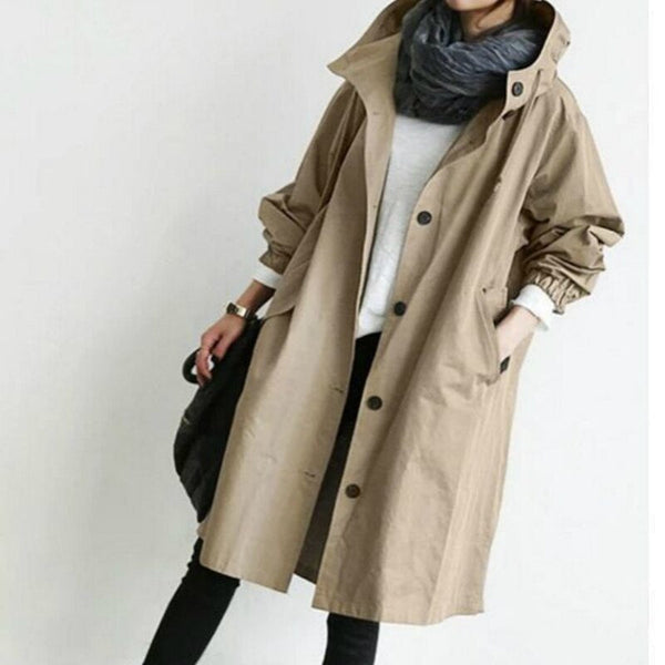 Chic Women's Lightweight Long Hooded Trench Coat - Versatile All-Season Stylish Outerwear for Every Occasion