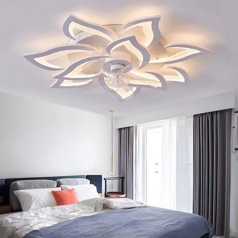 Nordic Creative Flower-Shaped LED Ceiling Fan Light with 3-Step Dimming - Modern Home Decor