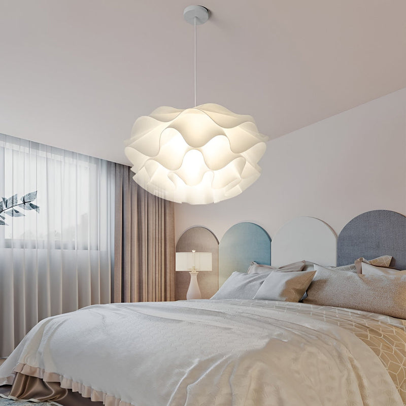 Nordic Flower-Shaped LED Chandelier Pendant Light - Three-Step Dimming, Elegant White Design