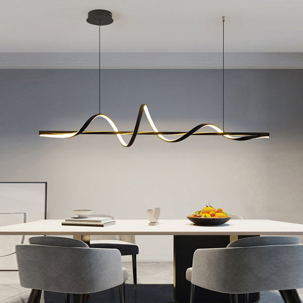 Nordic Wavy 360° Rotating LED Chandelier Light - Three-Step Dimming, Modern Design