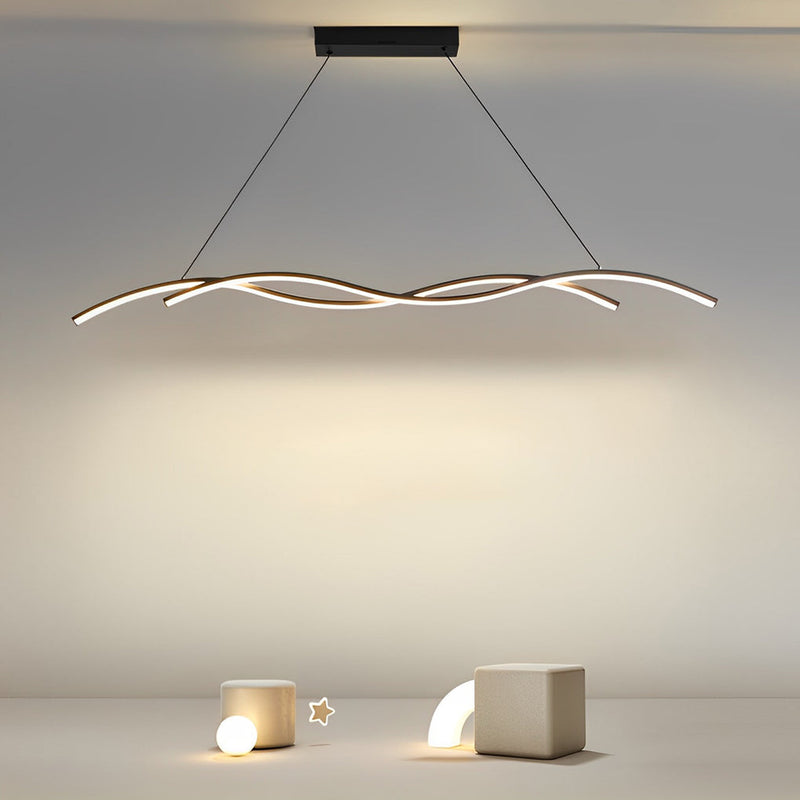 Modern Double Wavy Minimalist LED Chandelier - Stylish Hanging Ceiling Lamp for Contemporary Spaces