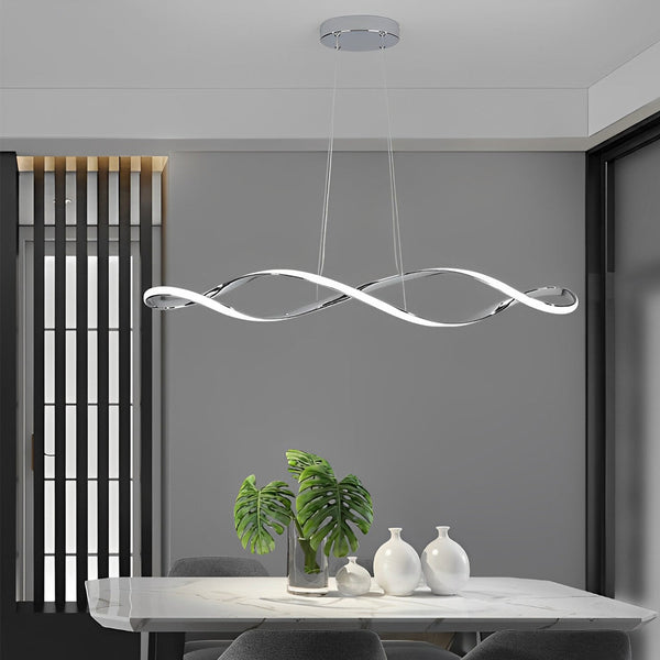 Modern Electroplating LED Chandelier with Stepless Dimming - Creative Waves Design