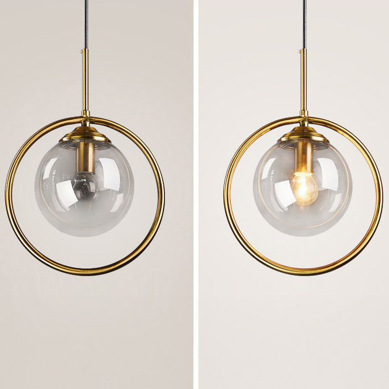 Elegant Glass Pendant Light with Luxurious Gold Frame Finish - Modern Ceiling Fixture for Home Decor