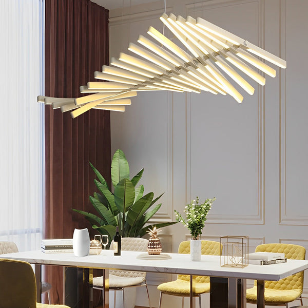 Waves Fishbone Stepless Dimming LED Nordic Chandelier Pendant Light - Modern Design for Home Decor