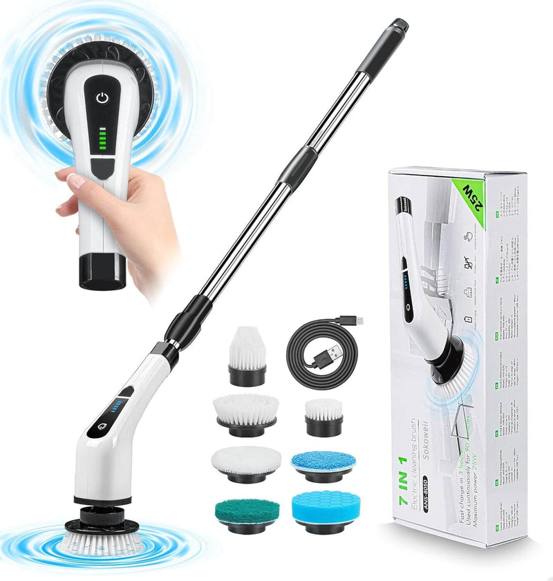 7-in-1 Electric Multi-Surface Scrubber & Cleaner - Powerful, Versatile Cleaning Tool for Home & Kitchen