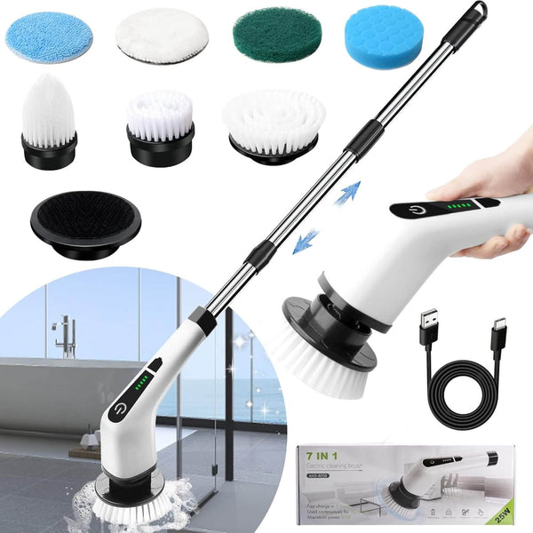7-in-1 Electric Multi-Surface Scrubber & Cleaner - Powerful, Versatile Cleaning Tool for Home & Kitchen